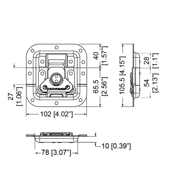 Medium SMOL3 Recessed Latch in Shallow Dish with 27mm Offset on Bottom Half