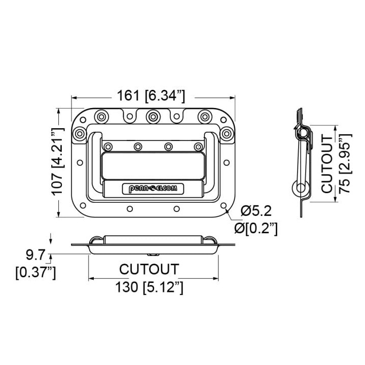 Heavy Duty Medium Recessed Handle with Rivet Protection