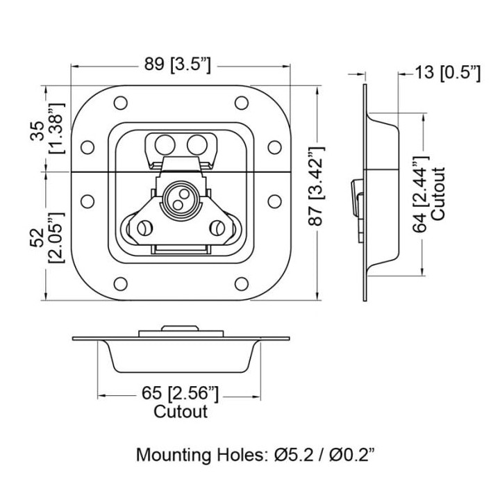 Mini Black Recessed Latch in Deep Dish