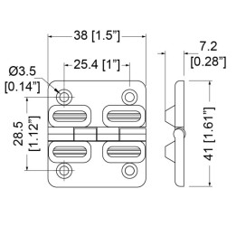 Nickel Hinge with 90° Stop
