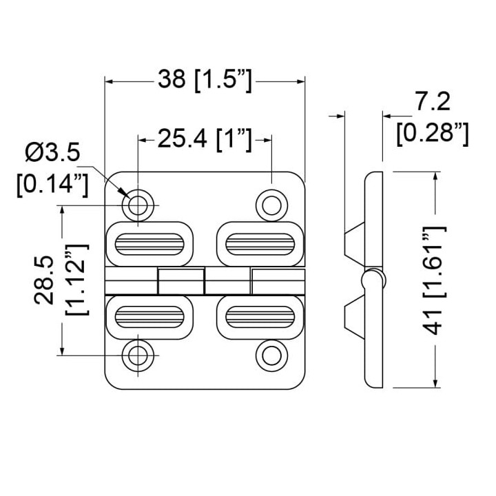 Nickel Hinge with 90° Stop