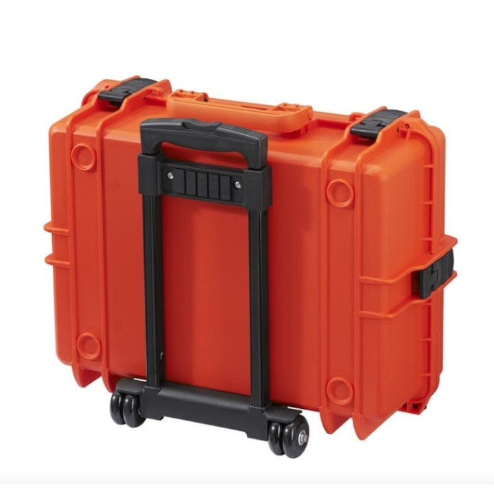 Orange, padded dividers with trolley, INT 500x350xH194(58+136)mm, EXT 555x445xH258mm, 6,12kg, 33,95L