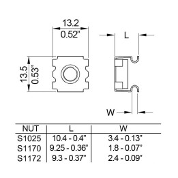 Pack of 100 x M6 Cage Nuts (BZP Wide Slot 2.7 - 3.5mm)