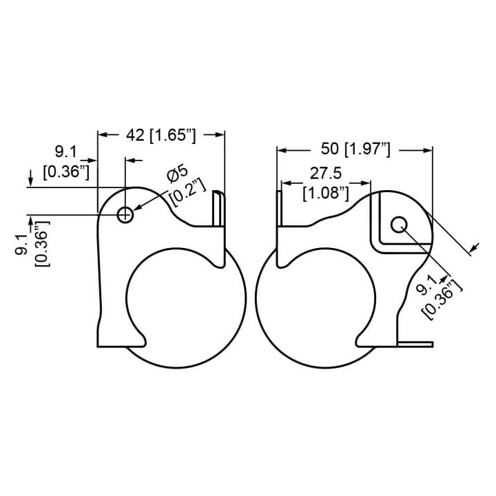 PennBrite Brace Ball Corner with 30mm Offset on One Leg and 1.5mm Radius