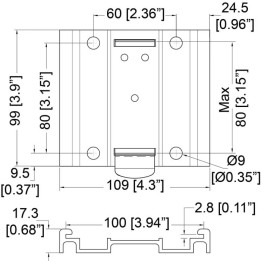 Plate for Castors with 78.5mm x 98.5mm x 2.5mm Top Plates