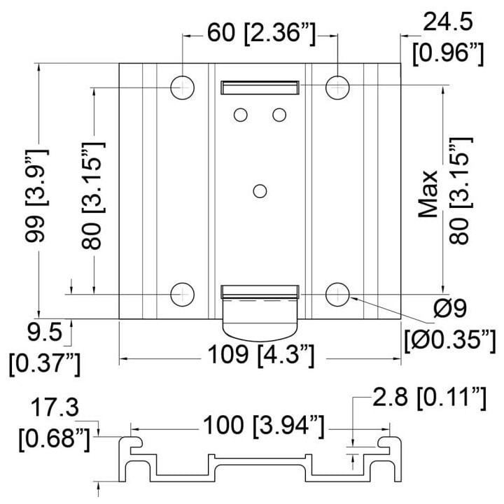 Plate for Castors with 78.5mm x 98.5mm x 2.5mm Top Plates