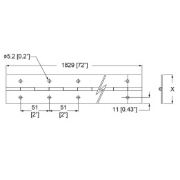 Punched Nickel Steel Piano Hinge with 27mm Wide Leaf