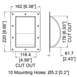 Recessed Black Steel Air Seal Cover for Cabinets with Routed Wooden Handle
