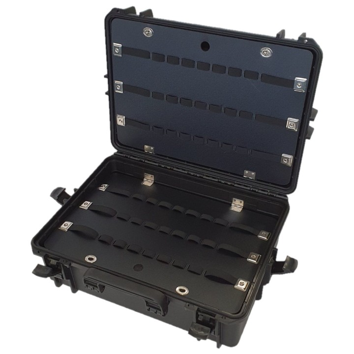 Black, tool case with shoulder strap, INT 500x350xH194(58+136)mm, EXT 555x428xH211mm, 6,06kg, 33,95L