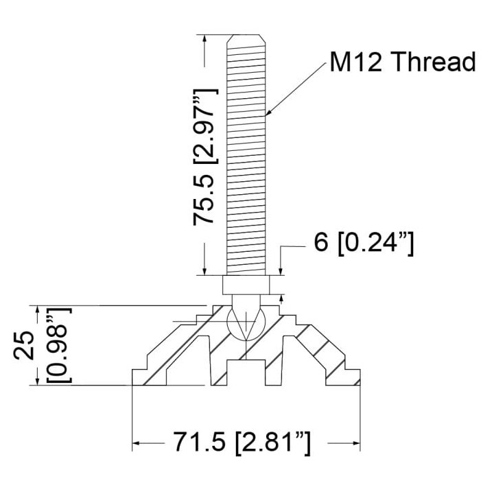 Set of 4 Adjuster Feet with M12 thread