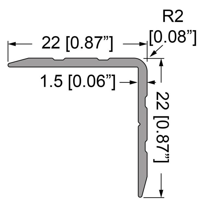Single Angle Extrusion with 22mm Legs - 4m Long