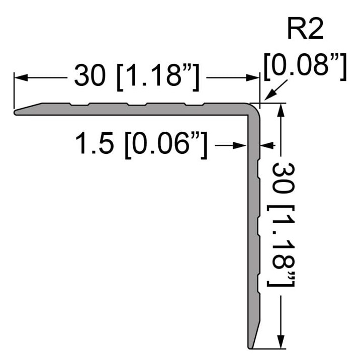 Single Angle Extrusion with 30mm Legs - 2m Long