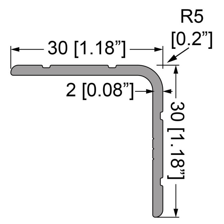 Single Angle Extrusion with 30mm Legs - 2m Long