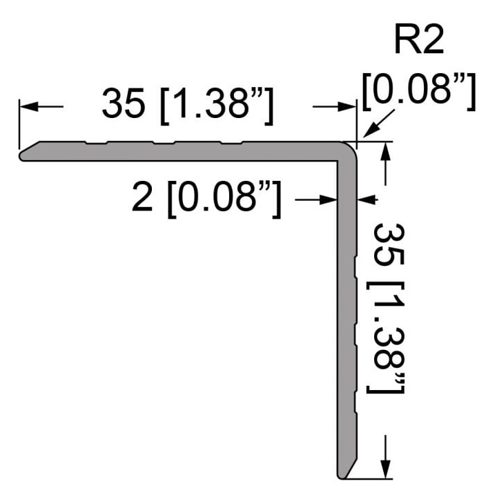 Single Angle Extrusion with 35mm Legs - 2m Long