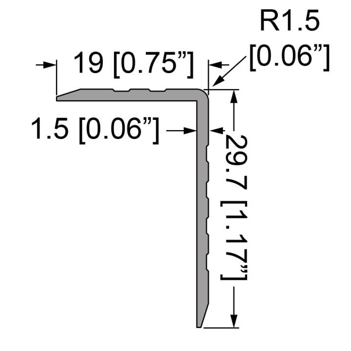 Single Angle Extrusion with Unequal Legs - 4m Long