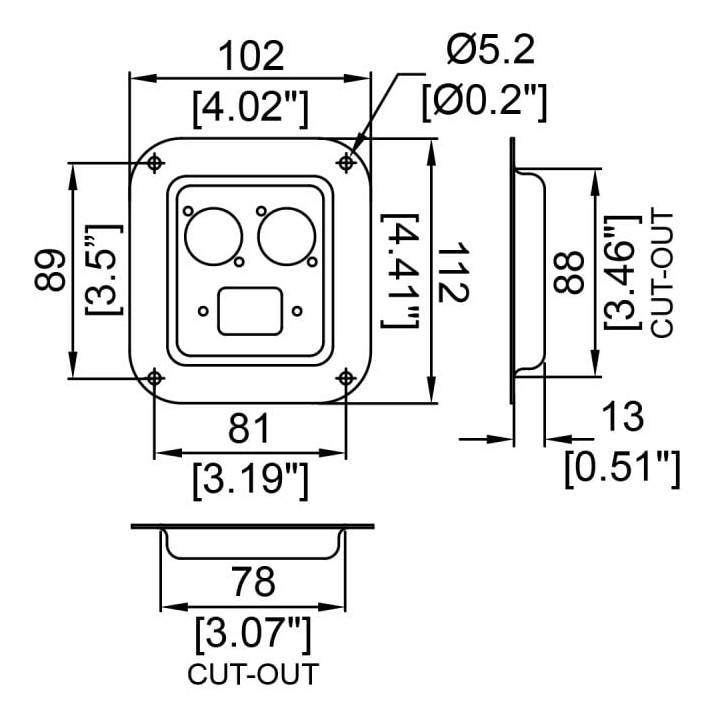 Small PennBrite Dish for 1 x IEC and 2 x D-Series Connectors