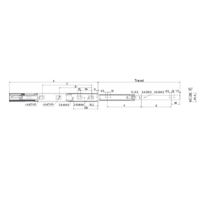 Soft Closing Drawer Slide - 450mm Long