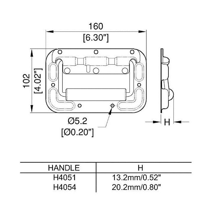 Sprung Flip Handle with 19mm Grip in Surface Mount Dish