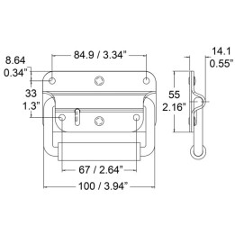 Sprung Surface Mount Handle with Rubber Grip