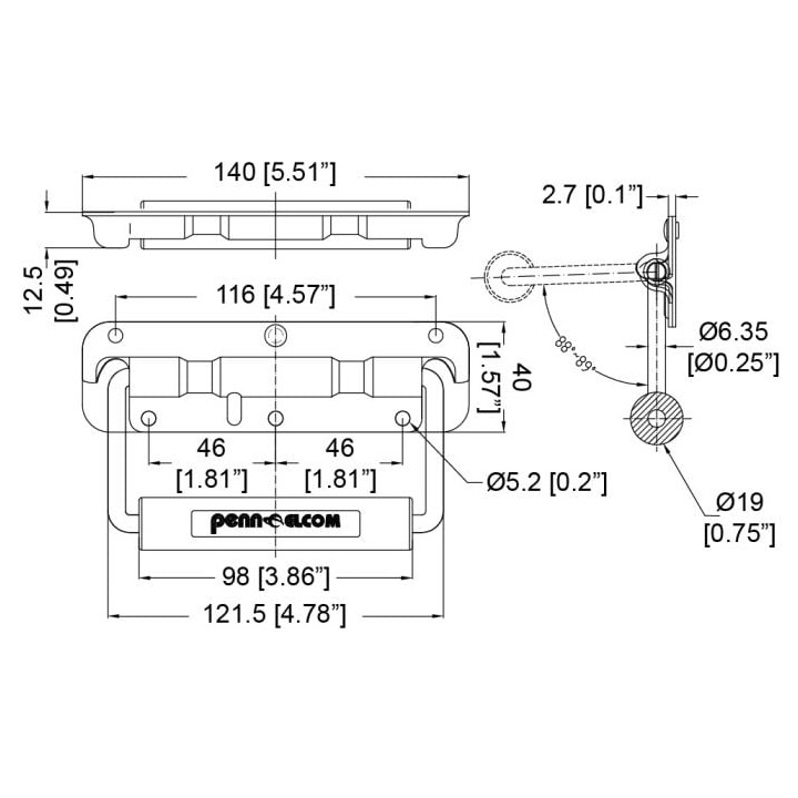 Sprung Surface Handle with 19mm Grip and Welded Captive Plate