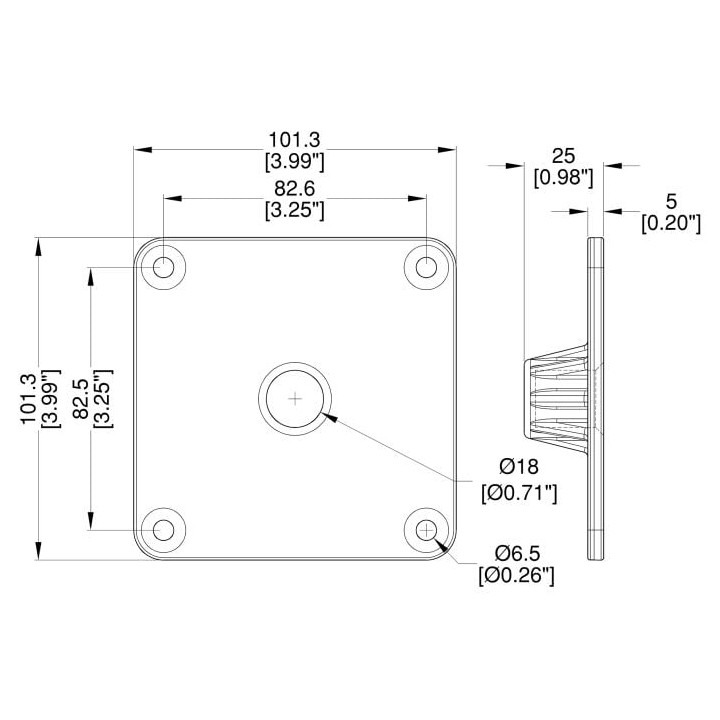 Square Top Hat with Thread for M20 Threaded Poles