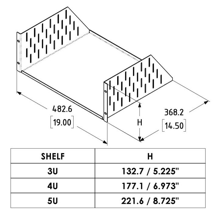 4U Black Rack Shelf - 368mm Deep