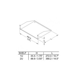 1U Black Vented Rack Shelf - 270.5mm Deep