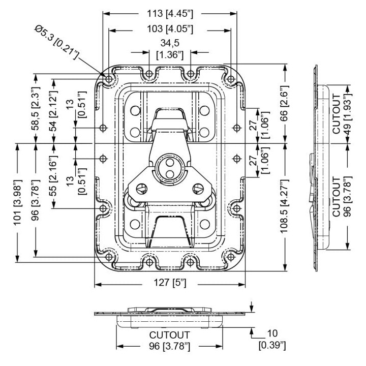 Ultimate Large Recessed MOL3 Latch in Shallow Dish with 27mm Offset