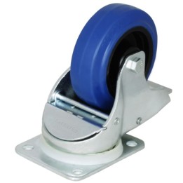 100mm Braked Swivel Automatic Castor with Rubber Blue Wheel