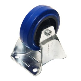 100mm Fixed Castor with Rubber Blue Wheel