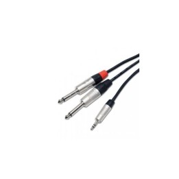 1000mm Y Lead Cable 3.5mm Stereo Jack to 2 x 1/4 Mono Jack