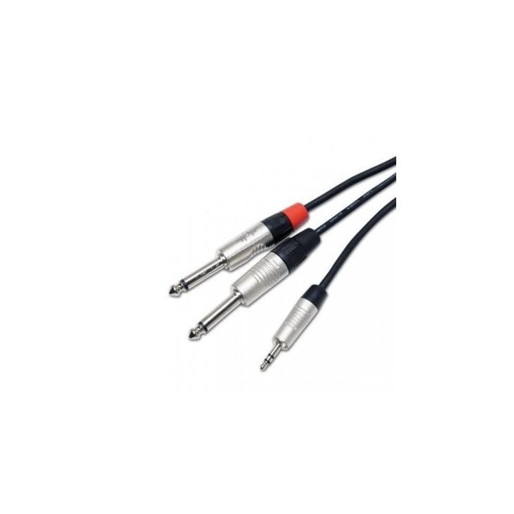 1000mm Y Lead Cable 3.5mm Stereo Jack to 2 x 1/4 Mono Jack