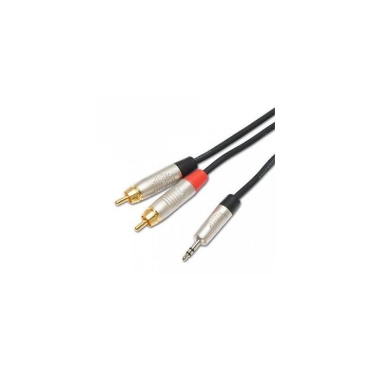 1000mm Y Lead 3.5mm Stereo Jack to 2 x RCA Phono