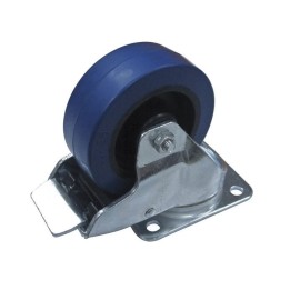 100mm Heavy Duty Braked Swivel Castor with Rubber Blue Wheel