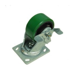 100mm Heavy Duty Braked Swivel Castor with Green Wheel