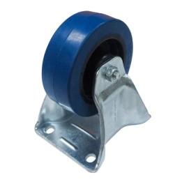 100mm Heavy Duty Fixed Castor with Rubber Blue Wheel