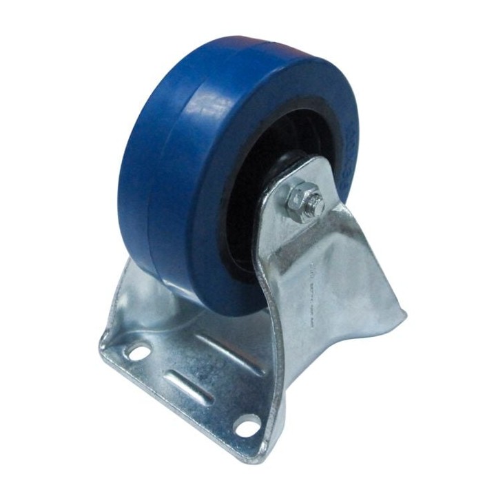 100mm Heavy Duty Fixed Castor with Rubber Blue Wheel