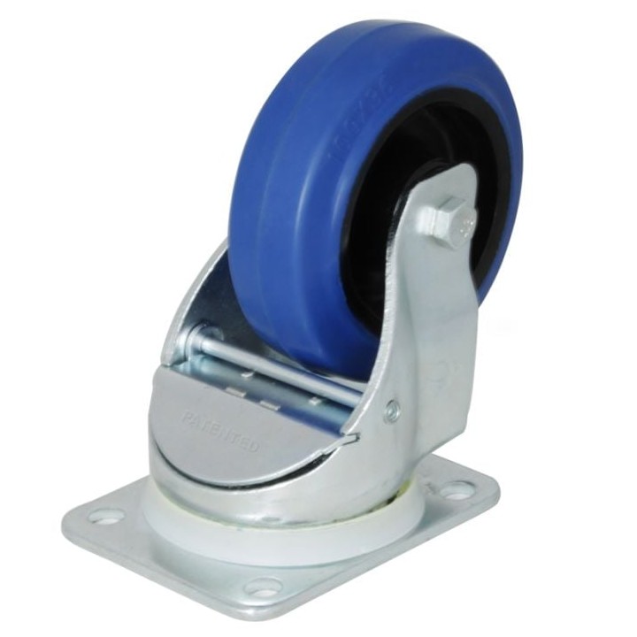 100mm Swivel Automatic Castor with Rubber Blue Wheel