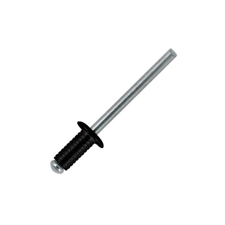 10mm Long Grooved Black Rivets with Aluminium Body and Steel Mandrel