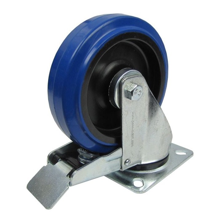 127mm Braked Swivel Castor with Blue Wheel