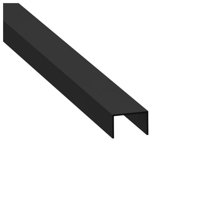 12mm Black Plastic Capping Section with 8.6mm Legs - 2m Long