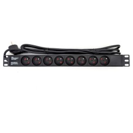 1U 8-Way Horizontal Front Facing Plug Rack Mount PDU (Type E: France/Belgium)