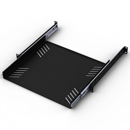 1U Black 380mm Deep Sliding Rack Tray with Universal Fixing