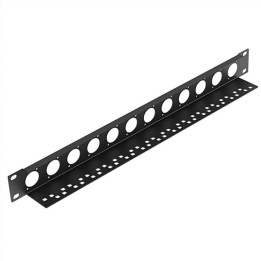 1U Rack Panel Punched for 12 x D-Series Connectors with Cable Support