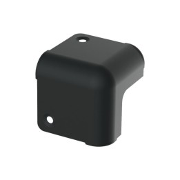 2 Leg Black Wrap-Around Cabinet Corner with Countersunk Holes and 12mm Radius