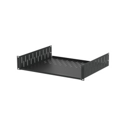 2U Black Clamping Rack Shelf - 367mm Deep