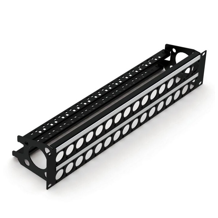 2U Rack Panels for 32 x D-Series Connectors with Cable Support Bar