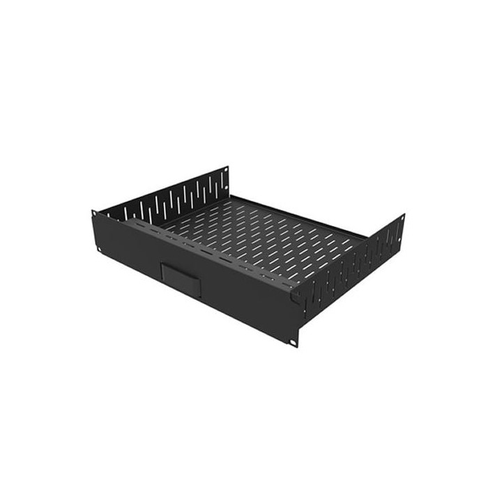 2U Vented Rack Shelf & Magnetic Faceplate For 1 x Apple TV 4K