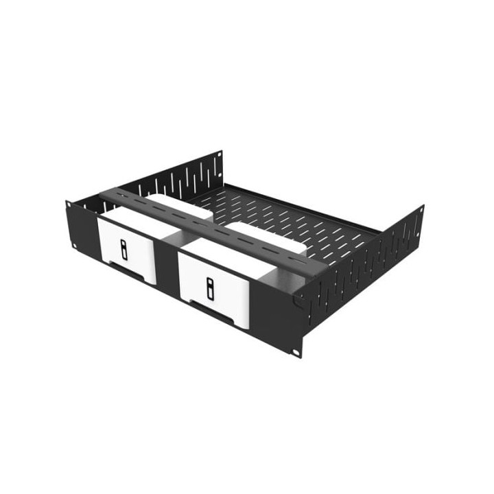 2U Vented Rack Shelf & Magnetic Faceplate For 2 x Sonos Connect