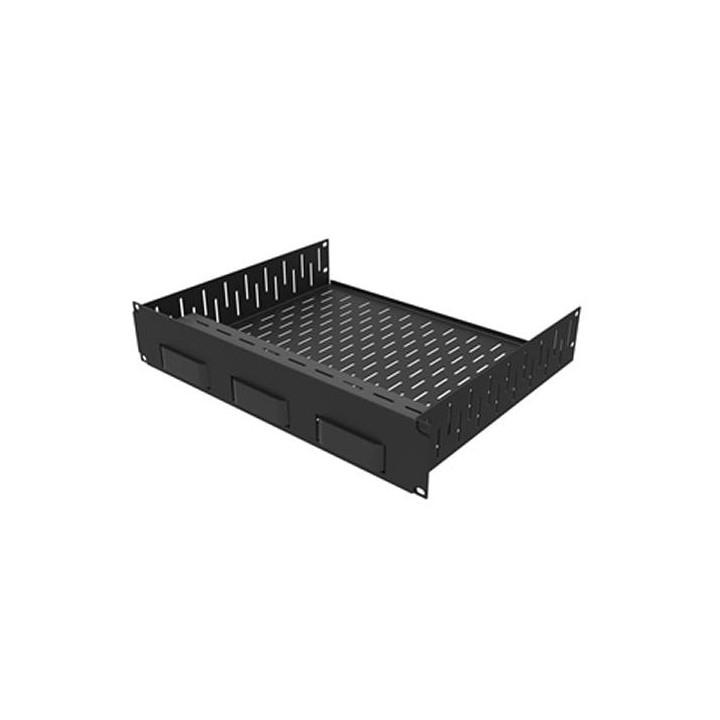 2U Vented Rack Shelf & Magnetic Faceplate For 3 x Apple TV 4K